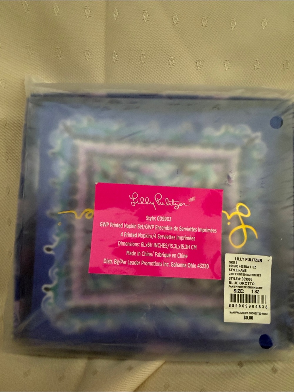 Lilly Pulitzer Blue Grotto Multicolor Printed Napkin Set